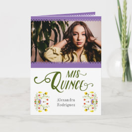 パープル伝統的メキシコフローラ写真キンセアニェラ 招待状