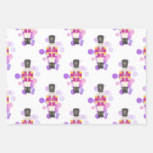 パープル伝統的&ピンクのクリスマスナツクラッカー ラッピングペーパーシート (正面)