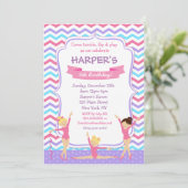 パープル体操ジム誕生日招待状 招待状 (スタンド正面)