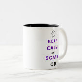 パープル保カルムと怖いオン文字ハロウィン幽霊 ツートーンマグカップ (正面右)