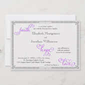 パープル信仰希望ラブ結婚式招待状 招待状 (裏面)