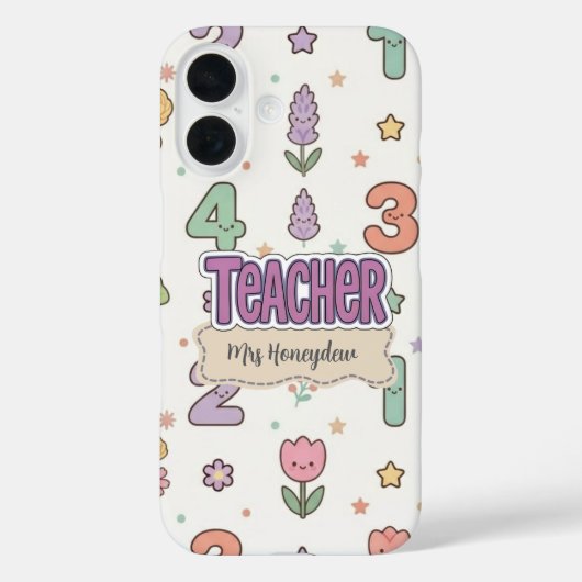 パープル先生スクールナンバー柄  Case-Mate iPhoneケース (裏面)