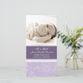 パープル写真テンプレート新生児誕生のお知らせ 案内状 (スタンド正面)