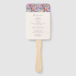 パープル刺繍花結婚式 プログラム ハンドファン