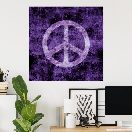 パープル動揺してピースサインのポスター ポスター (ホームオフィス)