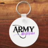 パープル動揺してレタリング陸軍彼女 キーホルダー (正面)
