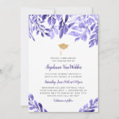 パープル卒業お祝い招待 招待状 (正面)