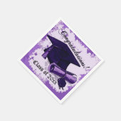 パープル卒業キャップ&ディプロマナプキンス スタンダードカクテルナプキン (角)