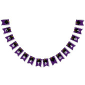 パープル卒業パーティーおめでとうの装飾 バンティングフラッグ (全)