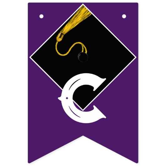 パープル卒業パーティーおめでとうの装飾 バンティングフラッグ (第2の旗)