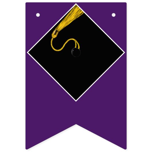 パープル卒業パーティーおめでとうの装飾 バンティングフラッグ (第1の旗)