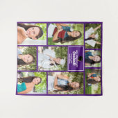 パープル卒業フォトコラージュ 卒業パーティー タペストリー (正面(横))