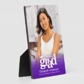 パープル卒業写真はっきりしたタイポグラフィミニマル フォトプラーク (側面)