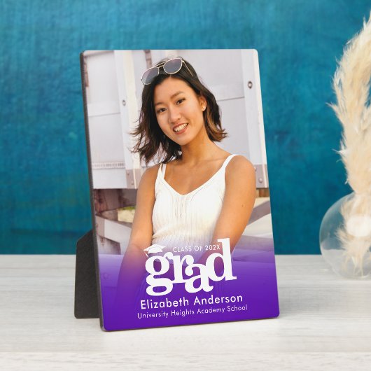パープル卒業写真はっきりしたタイポグラフィミニマル フォトプラーク