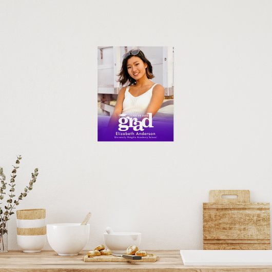 パープル卒業写真はっきりしたタイポグラフィミニマル ポスター (キッチン)