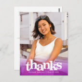 パープル卒業写真はっきりしたタイポグラフィ感謝していユー ポストカード (正面/裏面)