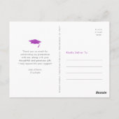 パープル卒業写真はっきりしたタイポグラフィ感謝していユー ポストカード (裏面)