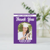 パープル卒業写真アーチ 卒業感謝 ポストカード (スタンド正面)