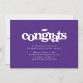 パープル卒業写真モダンタイポグラフィ 案内状 (裏面)