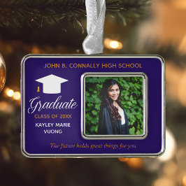 パープル卒業写真感動的引用文カスタム シルバープレートフレームオーナメント