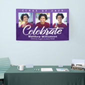 パープル卒業式3フォトスクはっきりしたリプトシンプルレトロ 横断幕 (トレードショー)