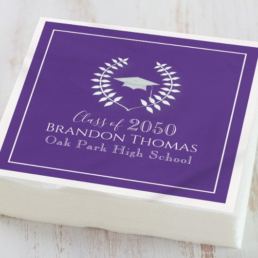 パープル卒業賞エレガント受賞者カスタム賞 スタンダードカクテルナプキン
