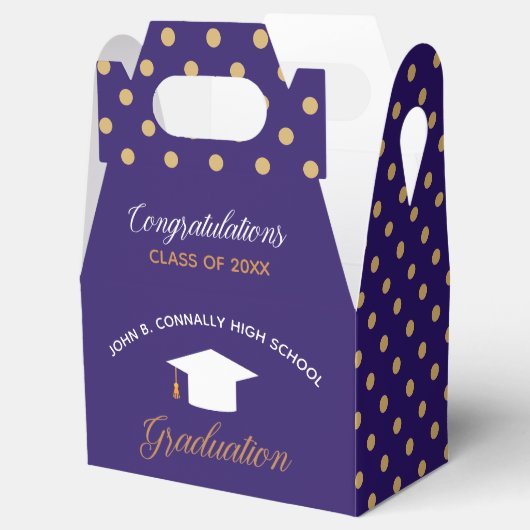 パープル卒業金ゴールドカスタム水玉模様2024パーティー フェイバーボックス (オープン)