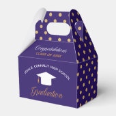 パープル卒業金ゴールドカスタム水玉模様2024パーティー フェイバーボックス (正面サイド)