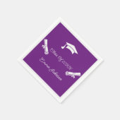 パープル及びホワイトの卒業カスタム紙 スタンダードカクテルナプキン (角)