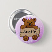 パープル叔母テディベア赤ちゃんシャワー 缶バッジ (正面&裏面)