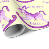 パープル名ロッキングホース4thバースデーラップ ラッピングペーパー (ロールコーナー)