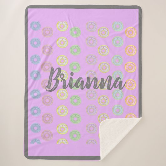 パープル名前をカスタムするドナッツシェルパブランケット シェルパブランケット (正面)