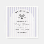 パープル名門私立校風のテニスカントリークラブベビーシャワー スタンダードカクテルナプキン (正面)