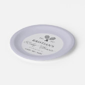 パープル名門私立校風のテニステーマシックなベビーシャワー ペーパープレート (アングル)