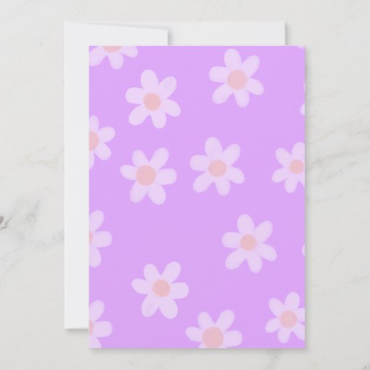 パープル名門私立校風のデイジーY2Kハッピー顔パーティー誕生日 招待状 (裏面)