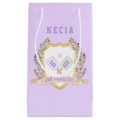 パープル名門私立校風のピックボールハッピーバースデー スモールペーパーバッグ (正面)