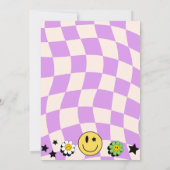 パープル名門私立校風のY2Kレトロハッピー顔パーティー誕生日 招待状 (裏面)
