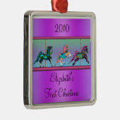 パープル回転木馬ポニーバビーズ初めてのクリスマス メタルオーナメント (右)