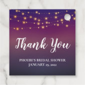 パープル夕べスカイストリングライトブライダルシャワー フェイバータグ (裏面)