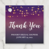 パープル夕べスカイストリングライトブライダルシャワー フェイバータグ (正面)