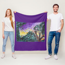 パープル夕べ フリースブランケット