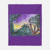 パープル夕べ フリースブランケット (正面)