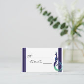 パープル大切ティール（緑がかった色）とグリーンプレイスCaのピーコックインパープル プレイスカード (スタンド正面)