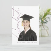 パープル大学院文字写真高校卒業 案内状 (スタンド正面)