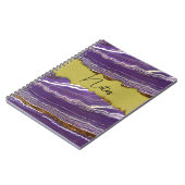 パープル大理石およびフェイク金ゴールドスパイラルノートブック ノートブック (左側)