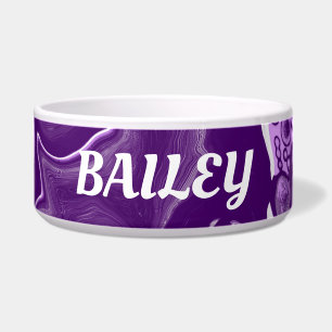 パープル大理石の流体アートセルズ犬の名前 ボウル