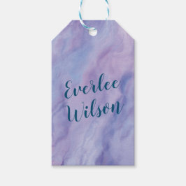 パープル大理石縁ど ギフトタグ