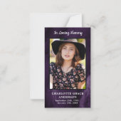 パープル大理石記念葬儀サンキューノートカード ノートカード (正面)