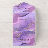 パープル大理石金ゴールド結婚が1つにまとまる オールインワン招待状 (外側)