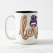 パープル女の子らしい女の子サングラスバレンタインズデイラブ ツートーンマグカップ (左)